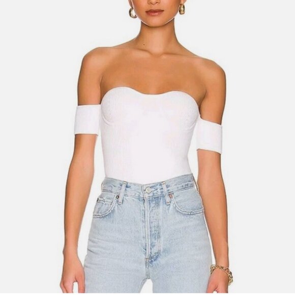 Helmut Lang Tops - Helmut Lang Contour Banded-Sleeve Top in White - XS - NWT